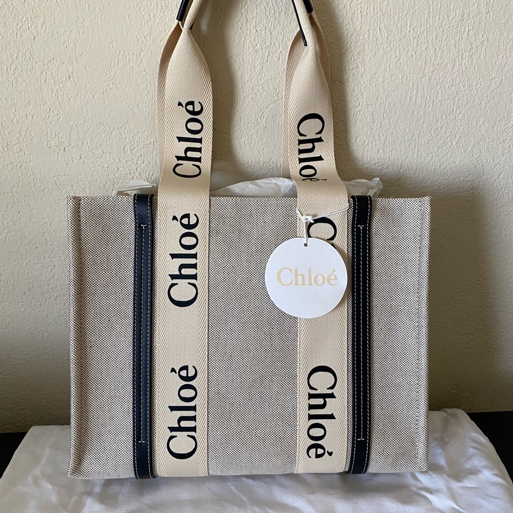 Woody medium leather-trimmed cotton-canvas tote - Picture 12 of 16